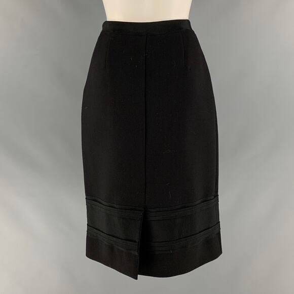 PRADA Size 6 Black Wool Pencil Knee-Length Skirt - Picture 3 of 7